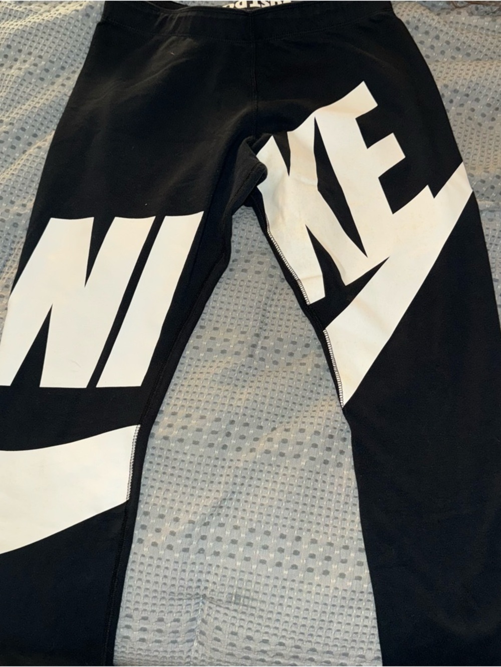 Nike Black Leggings with Large White Logo